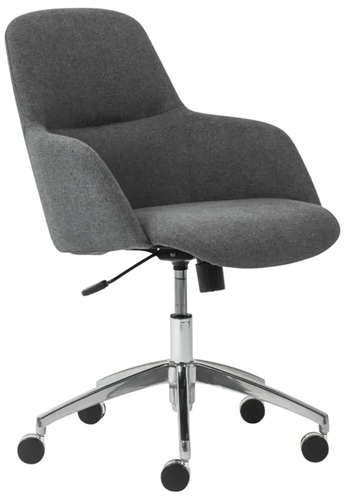 Minna Office Chair in Dark Gray Fabric with Polished Aluminum Base