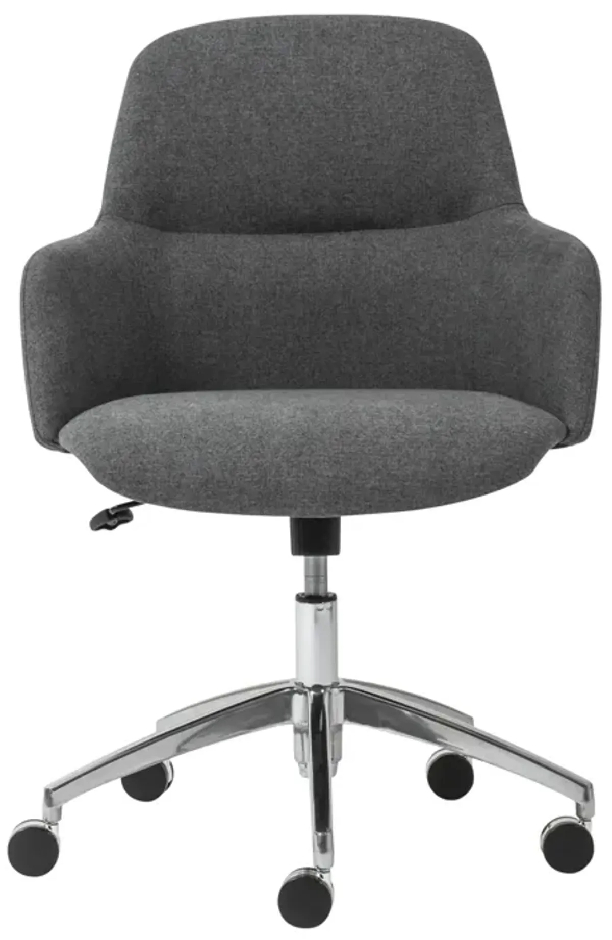 Minna Office Chair in Dark Gray Fabric with Polished Aluminum Base