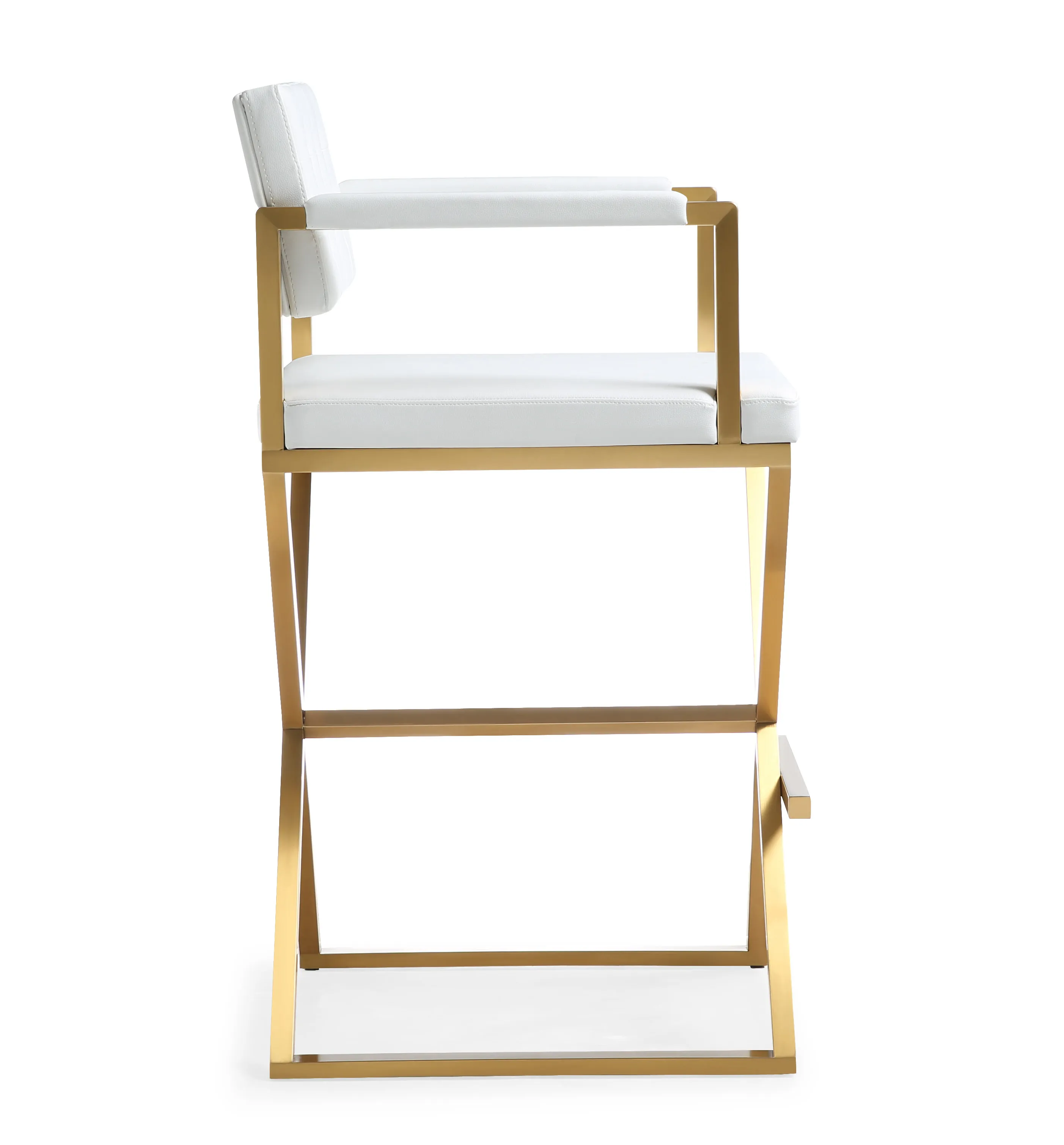 Director White Gold Steel Barstool