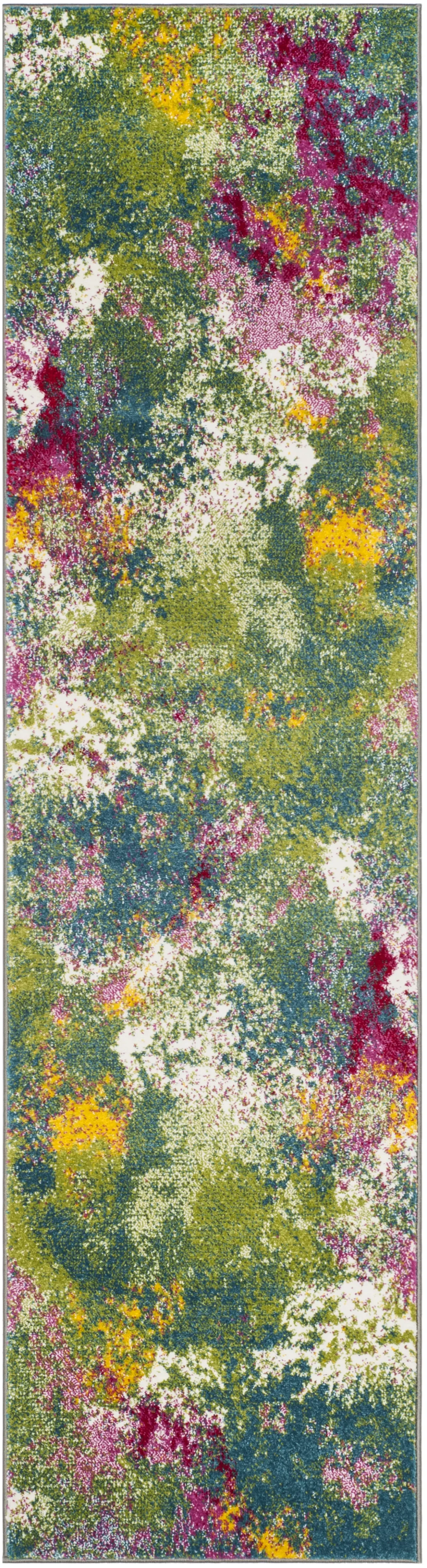 WATER COLOR 697 GREEN  2'-3' x 16' Runner Rug