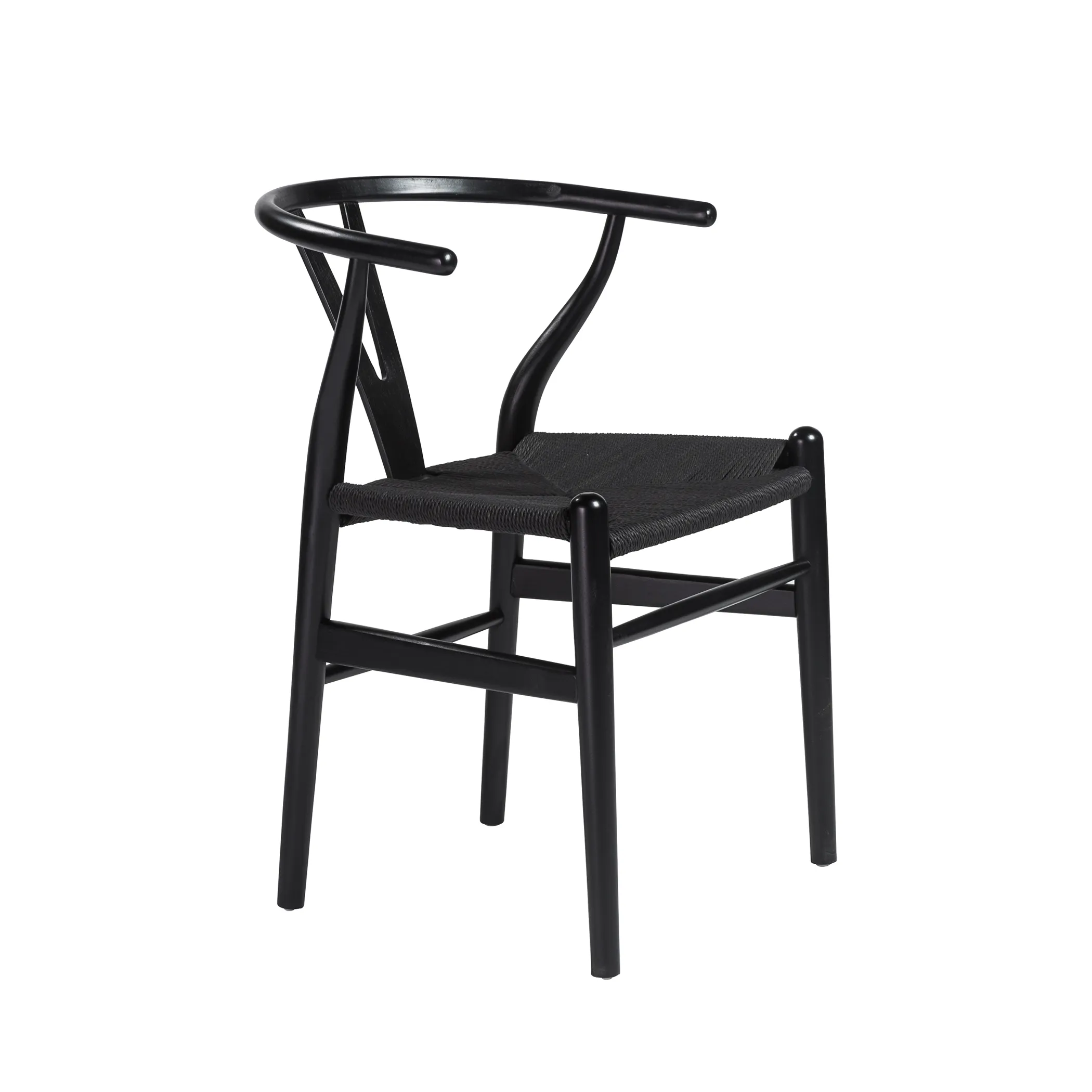 Evelina Side Chair with Black Stained Framed and Black Rush Seat - Set of 2