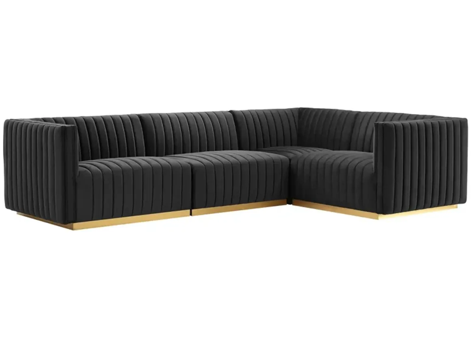 Conjure Channel Tufted Performance Velvet 4-Piece Sectional