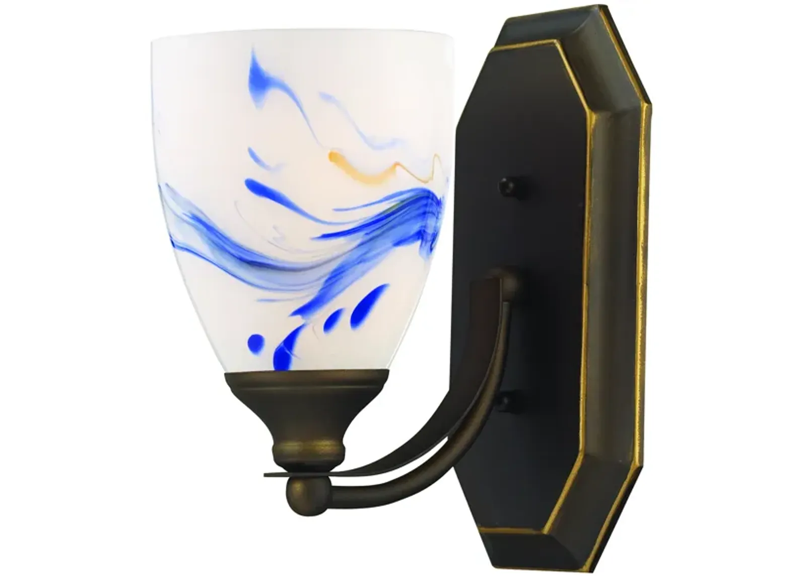 Mix-N-Match Vanity 1-Light Wall Lamp in Aged Bronze with Mountain Glass