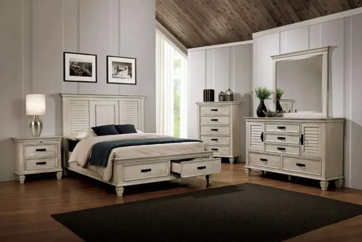 Franco 5-piece Queen Storage Bedroom Set Antique White