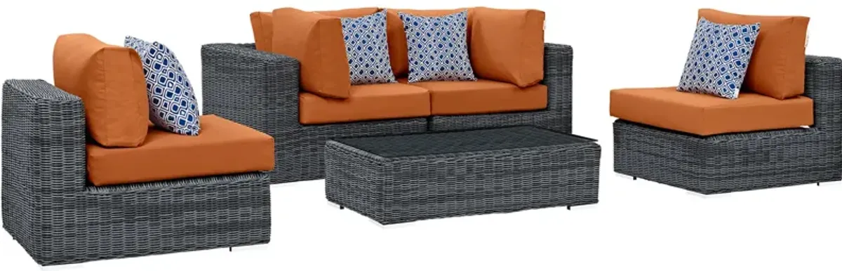 Summon 5 Piece Outdoor Patio Sunbrella® Sectional Set