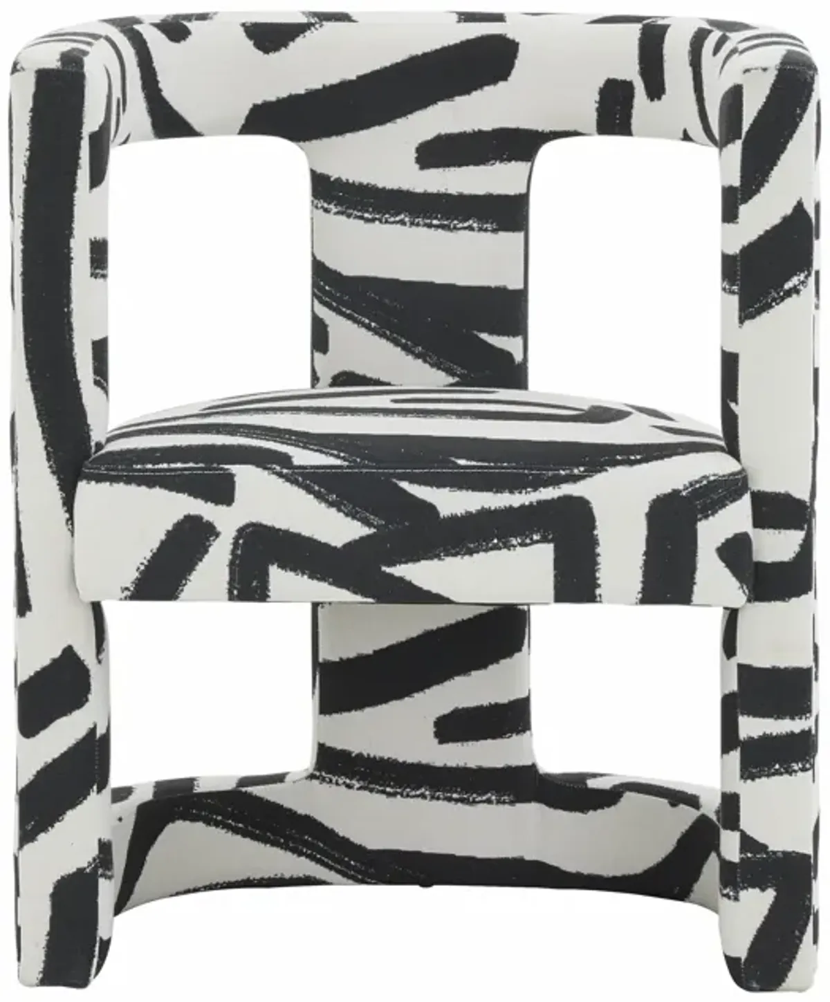 Ada Velvet Chair in Black Brushstroke Pattern