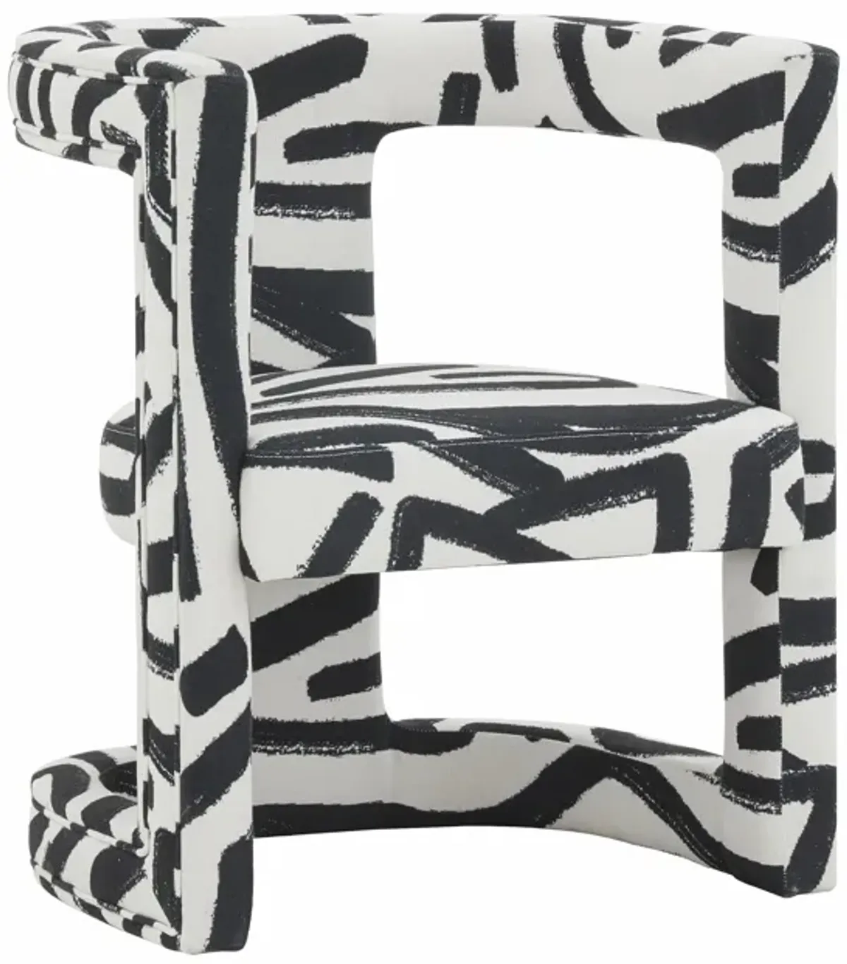 Ada Velvet Chair in Black Brushstroke Pattern