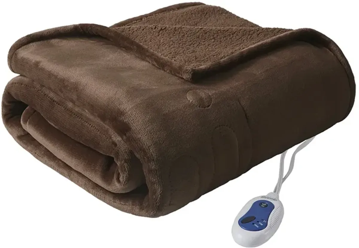 Beautyrest Heated Microlight to Berber Brown Throw