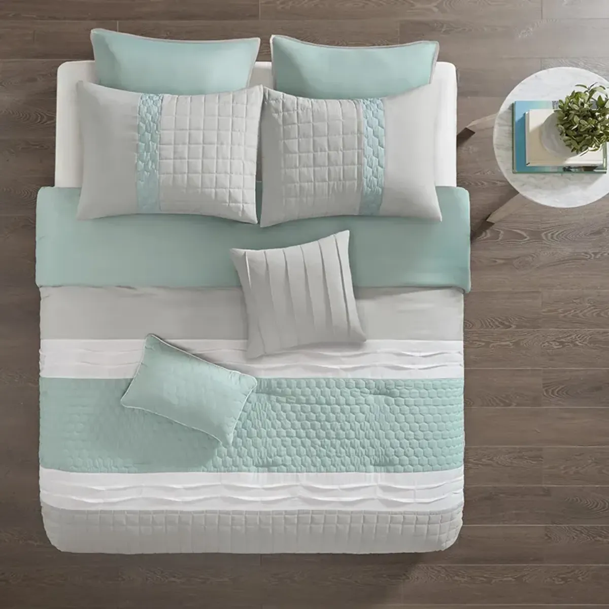 510 Design Tinsley Seafoam/Grey 8 Piece Comforter Set