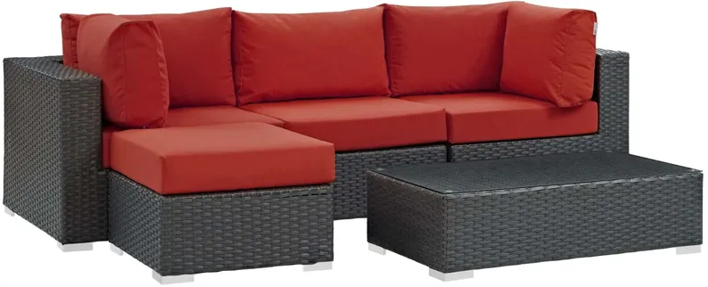 Sojourn 5 Piece Outdoor Patio Sunbrella® Sectional Set