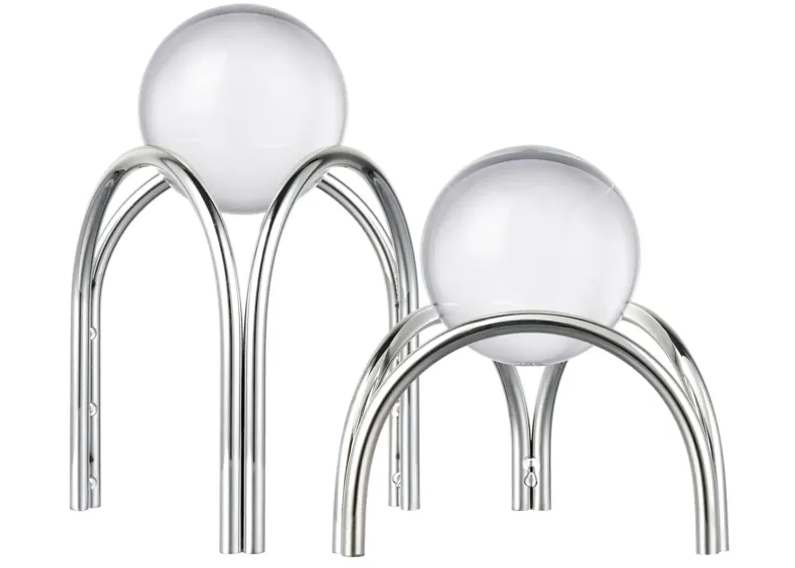 Sibyl Orb Stand  -  Set of 2 Silver - Set of 2