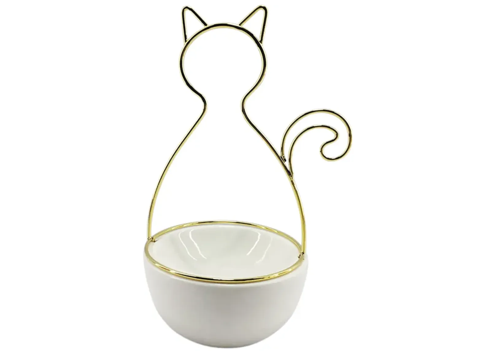 10"h Cat Trinket Tray, White