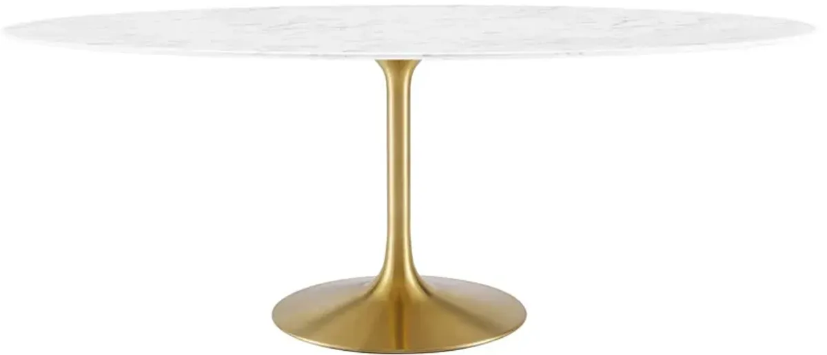 Lippa 78" Oval Artificial Marble Dining Table