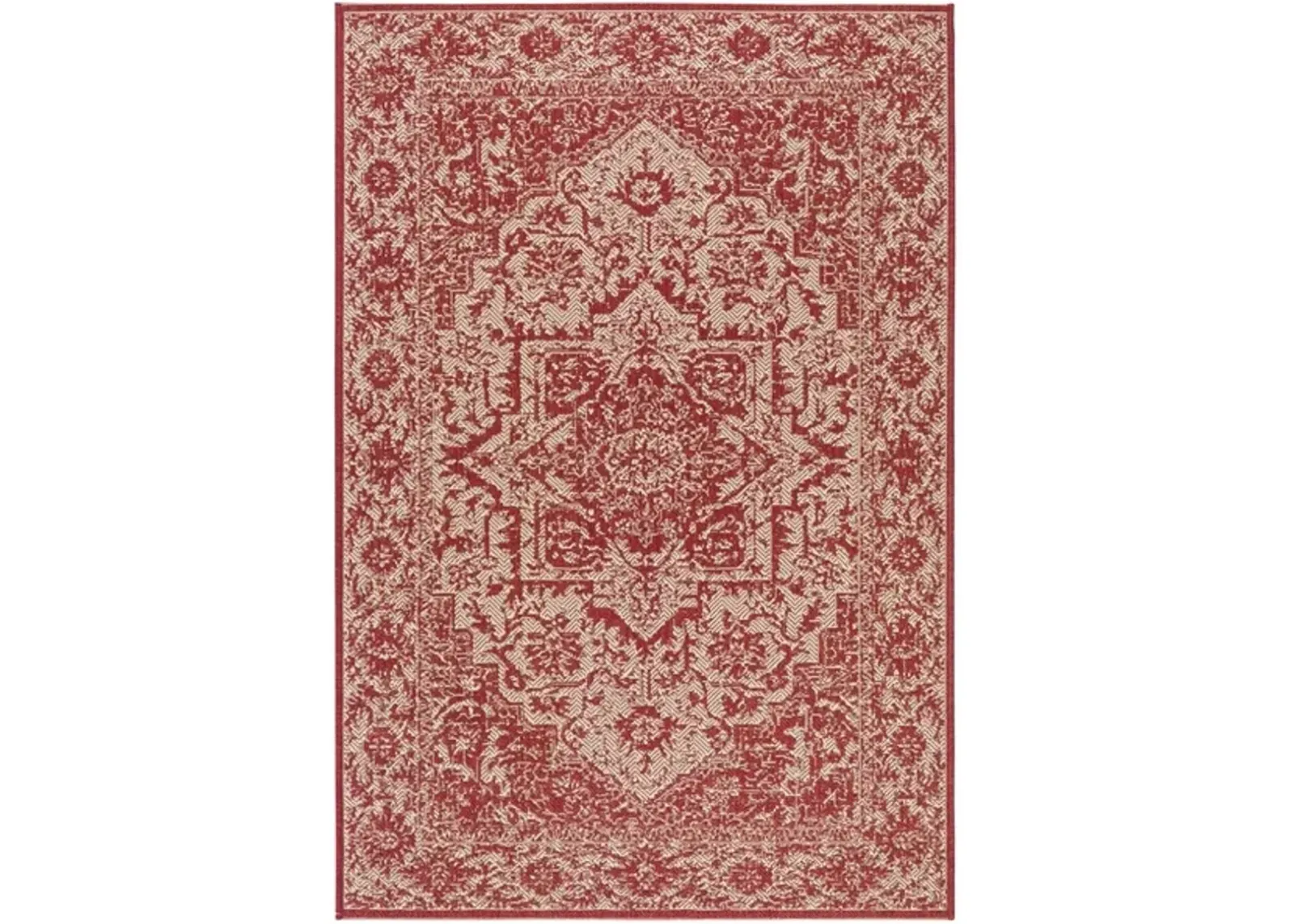 Safavieh BEACH HOUSE Collection BHS139Q-5 Red / Creme 5'-3" X 7'-6"