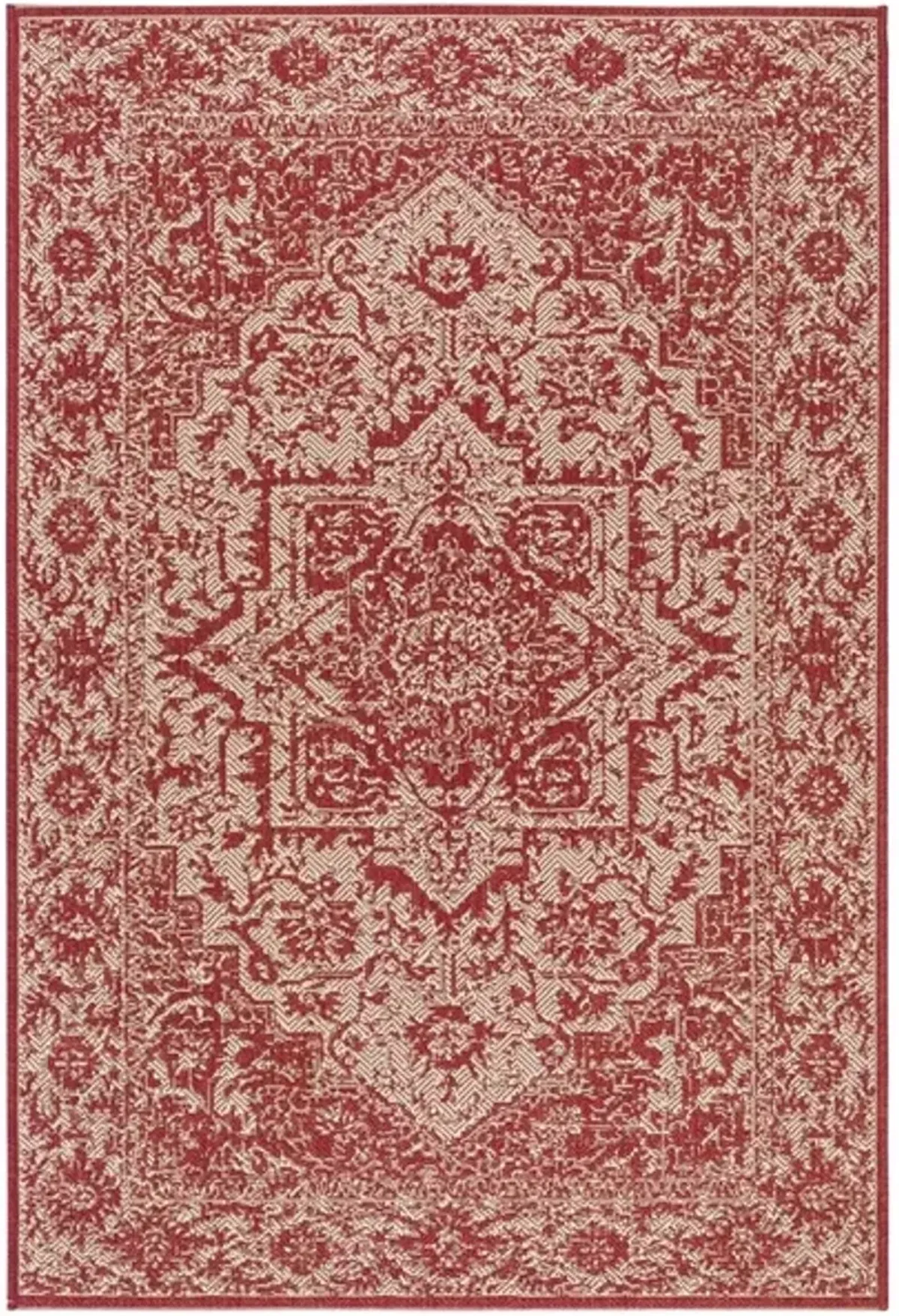 Safavieh BEACH HOUSE Collection BHS139Q-5 Red / Creme 5'-3" X 7'-6"