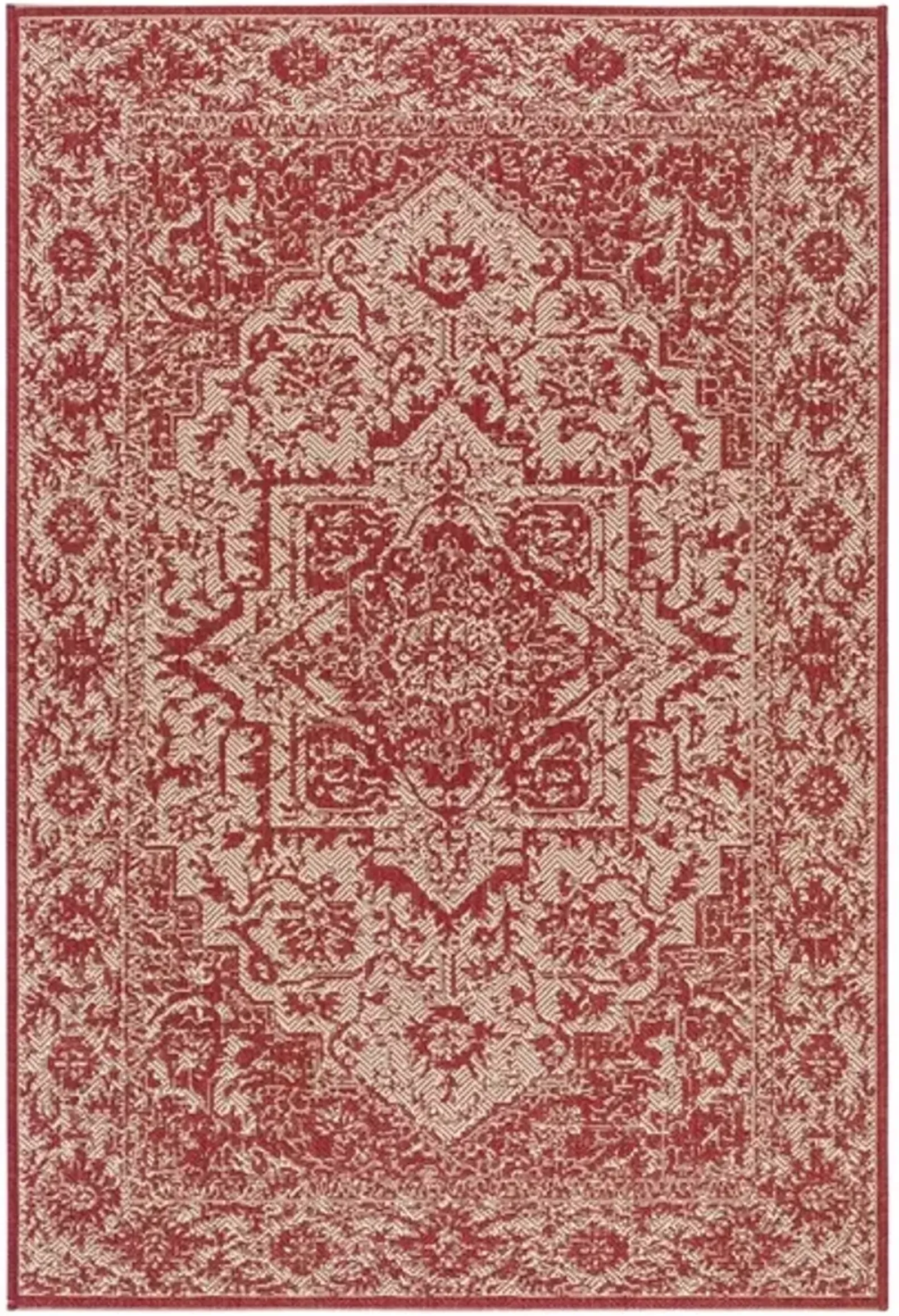 Safavieh BEACH HOUSE Collection BHS139Q-5 Red / Creme 5'-3" X 7'-6"