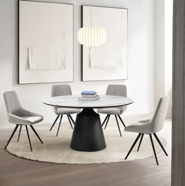 Knox Alison 5 Piece Dining Set with Gray Velvet Chairs