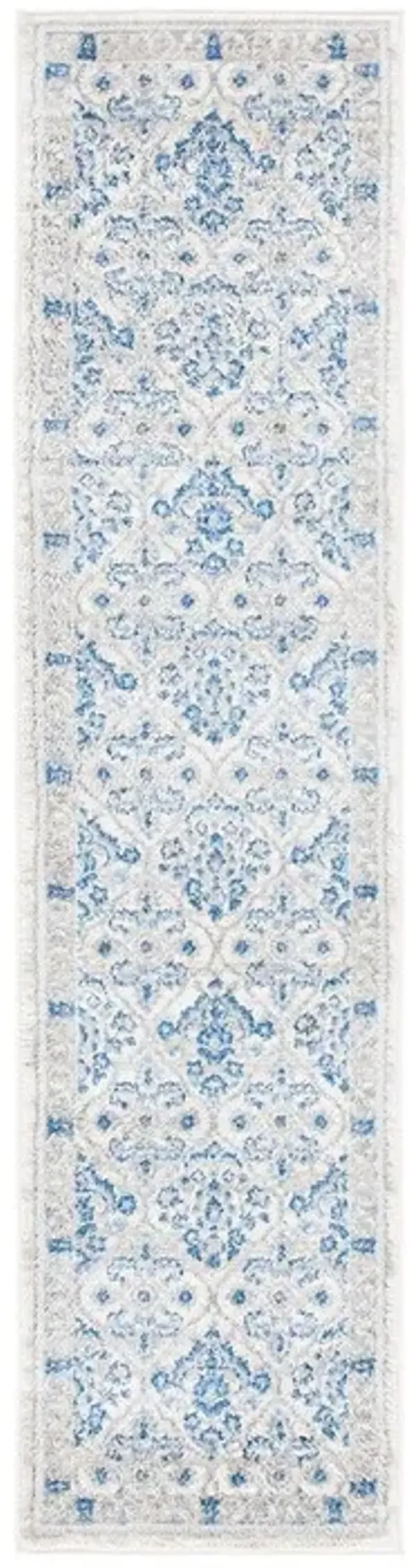 Brentwood 870 Ivory / Blue 2' X 8' Runner Powerloomed Rug