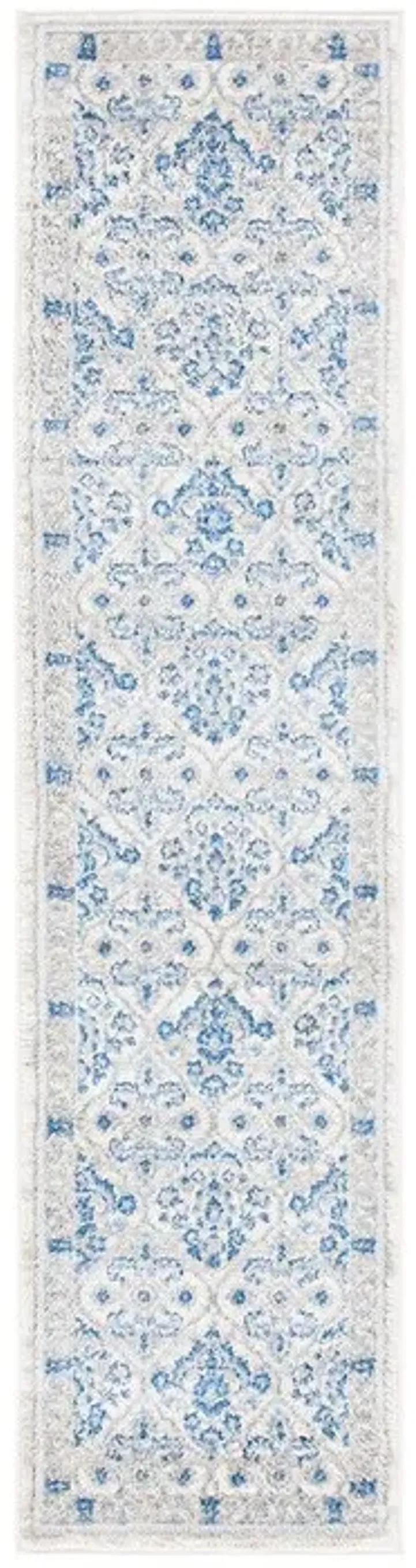 Brentwood 870 Ivory / Blue 2' X 8' Runner Powerloomed Rug