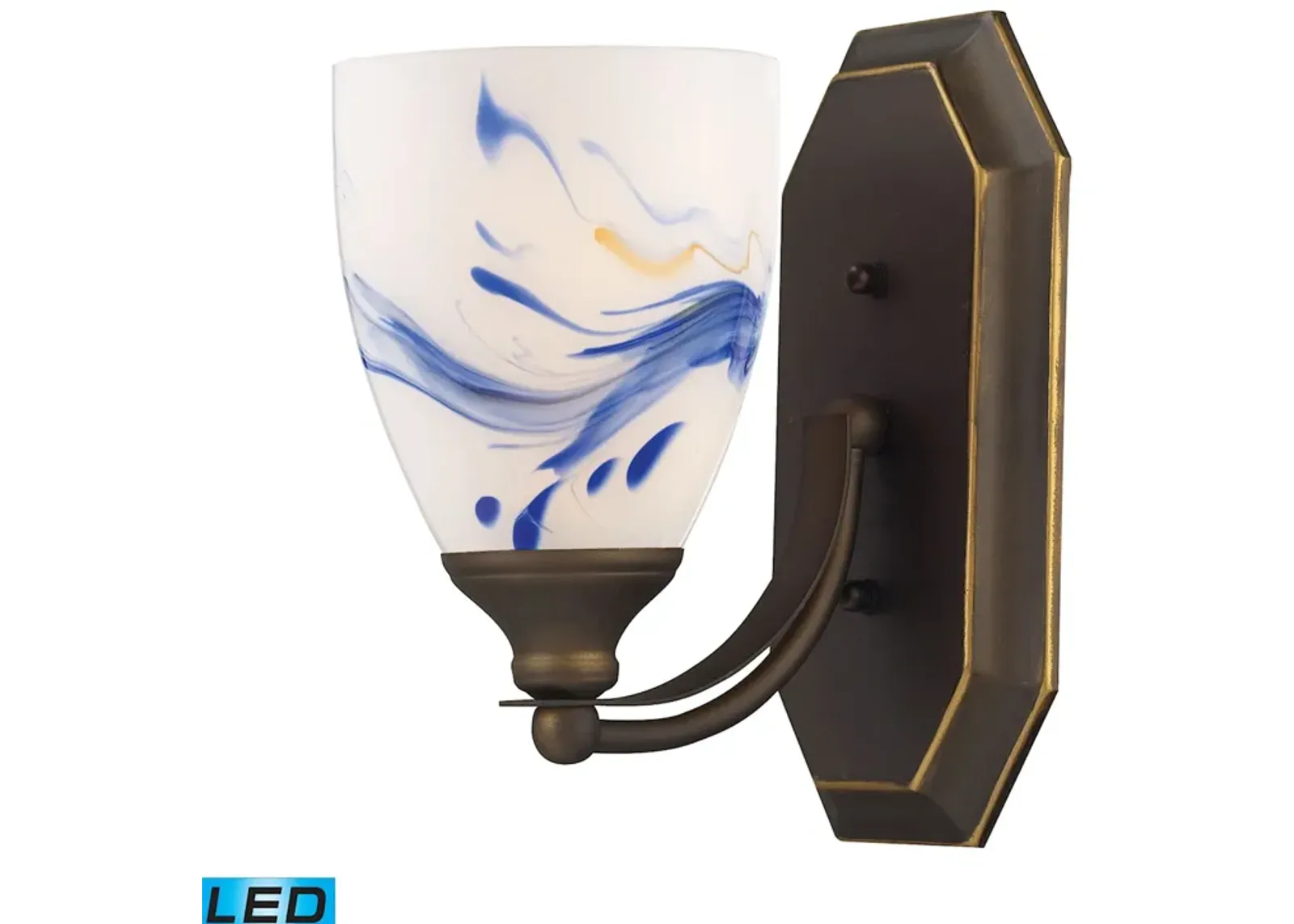 Mix-N-Match Vanity 1-Light Wall Lamp in Aged Bronze with Mountain Glass - Includes LED Bulb