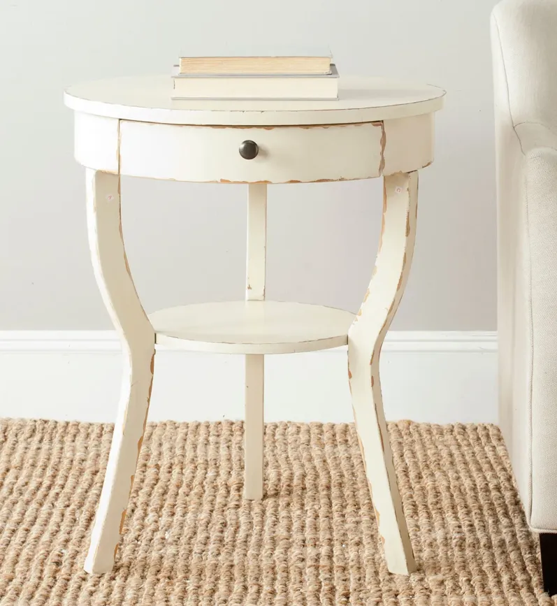 KENDRA ROUND PEDESTAL END TABLE W/ DRAWER 