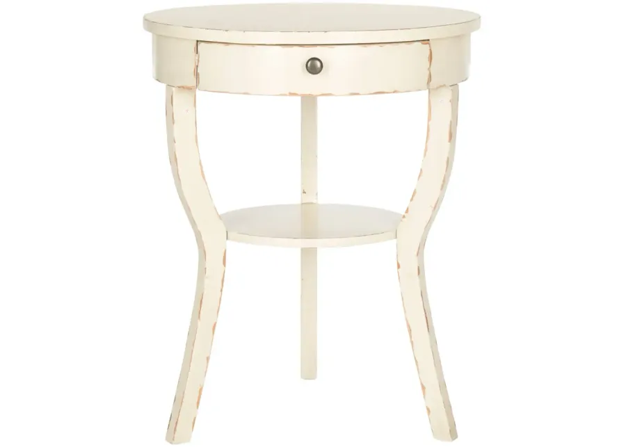 KENDRA ROUND PEDESTAL END TABLE W/ DRAWER 