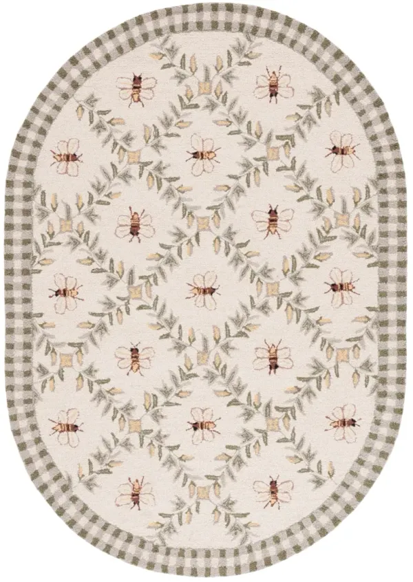 HK55 IVORY  6' x 9' Oval Oval Rug