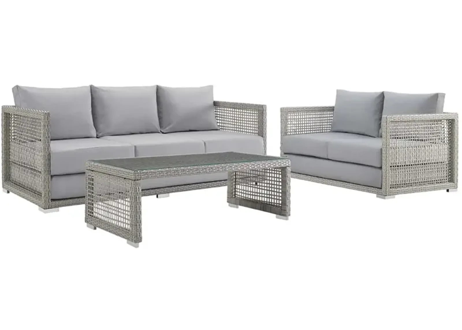 Aura 3 Piece Outdoor Patio Wicker Rattan Set