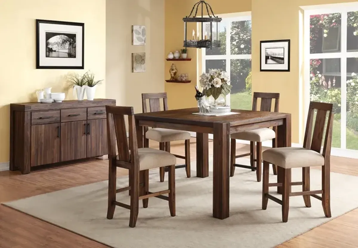 Meadow Solid Wood Square Counter Table in Brick Brown