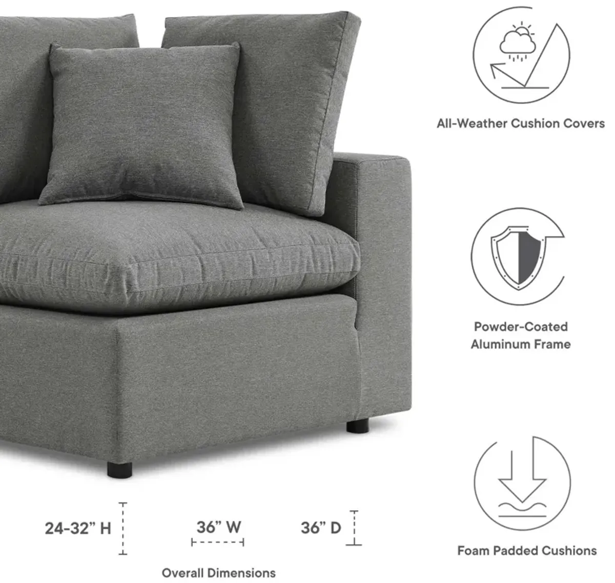 Commix Overstuffed Outdoor Patio Corner Chair