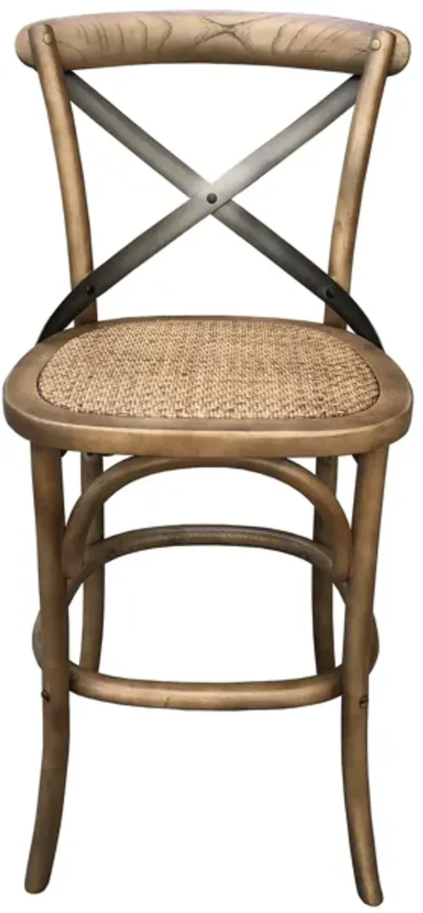 Cross Back Fixed Counter Stool - Sundried
