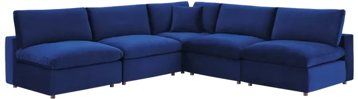 Commix Down Filled Overstuffed Performance Velvet 5-Piece Sectional Sofa