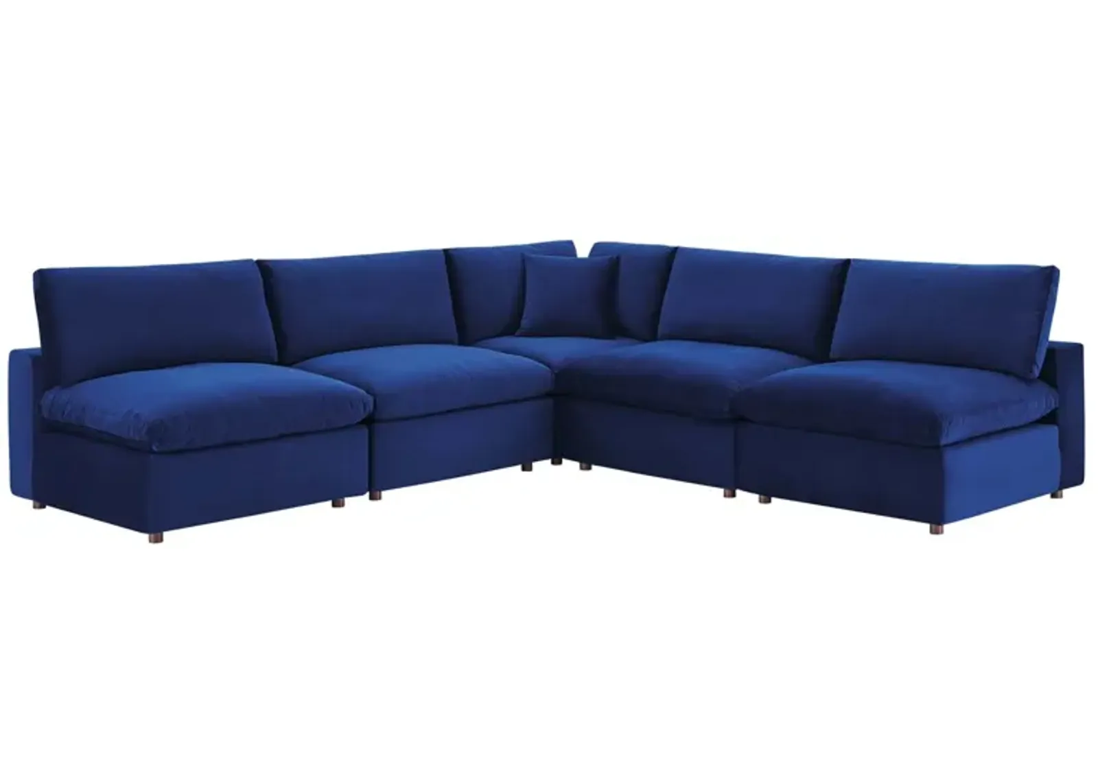 Commix Down Filled Overstuffed Performance Velvet 5-Piece Sectional Sofa