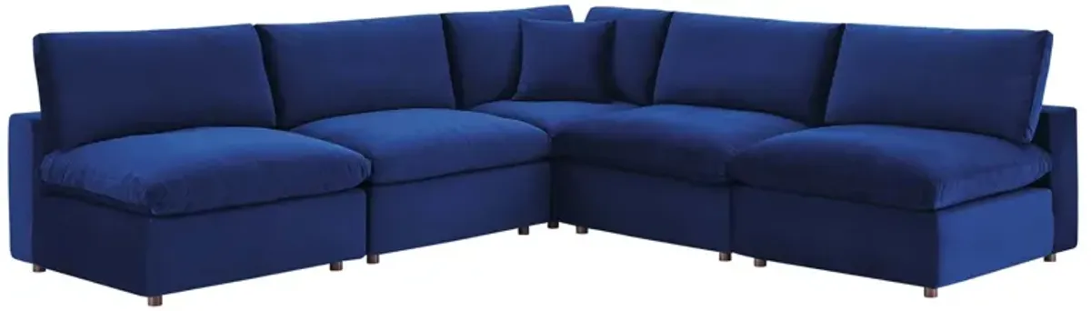 Commix Down Filled Overstuffed Performance Velvet 5-Piece Sectional Sofa