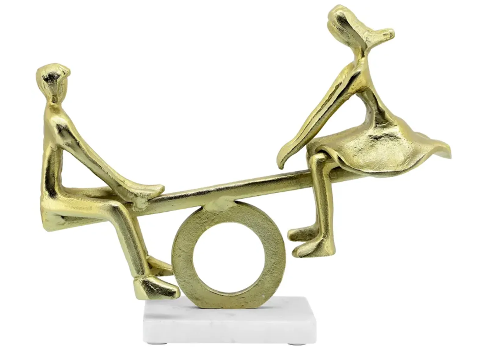 Metal, 17" Couple On See-saw, Gold