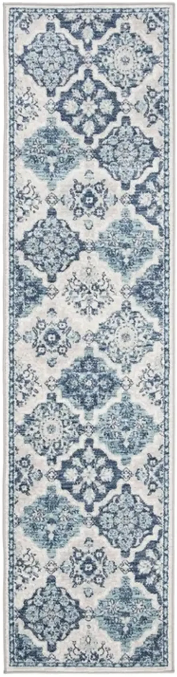 Brentwood 815 Navy / Grey 2' X 8' Runner Powerloomed Rug