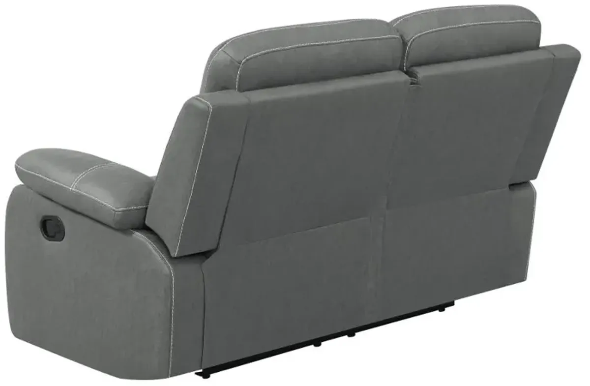 Nova 3-piece Upholstered Motion Reclining Sofa Set Dark Grey