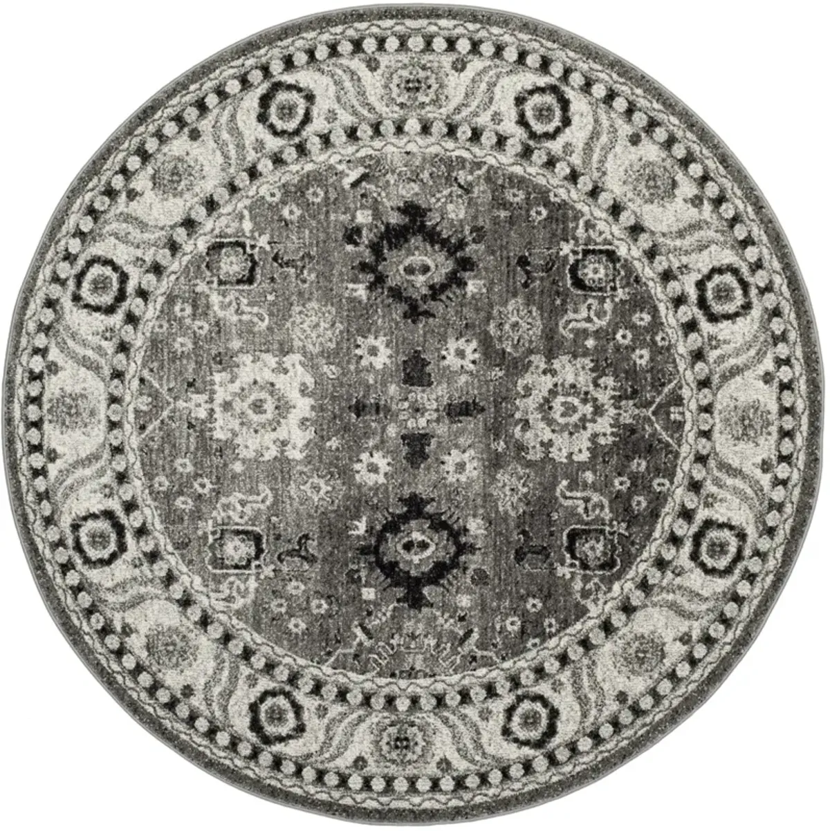 VINTAGE HAMADAN 214 GREY  5'-3' x 5'-3' Round Round Rug