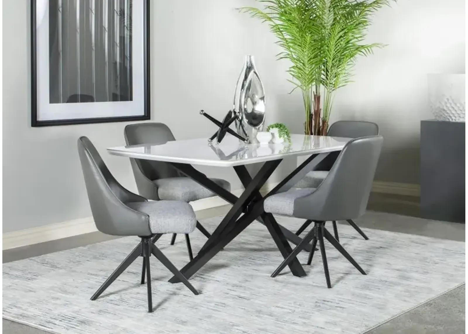 Paulita 5-piece Rectangular Dining Set White and Grey