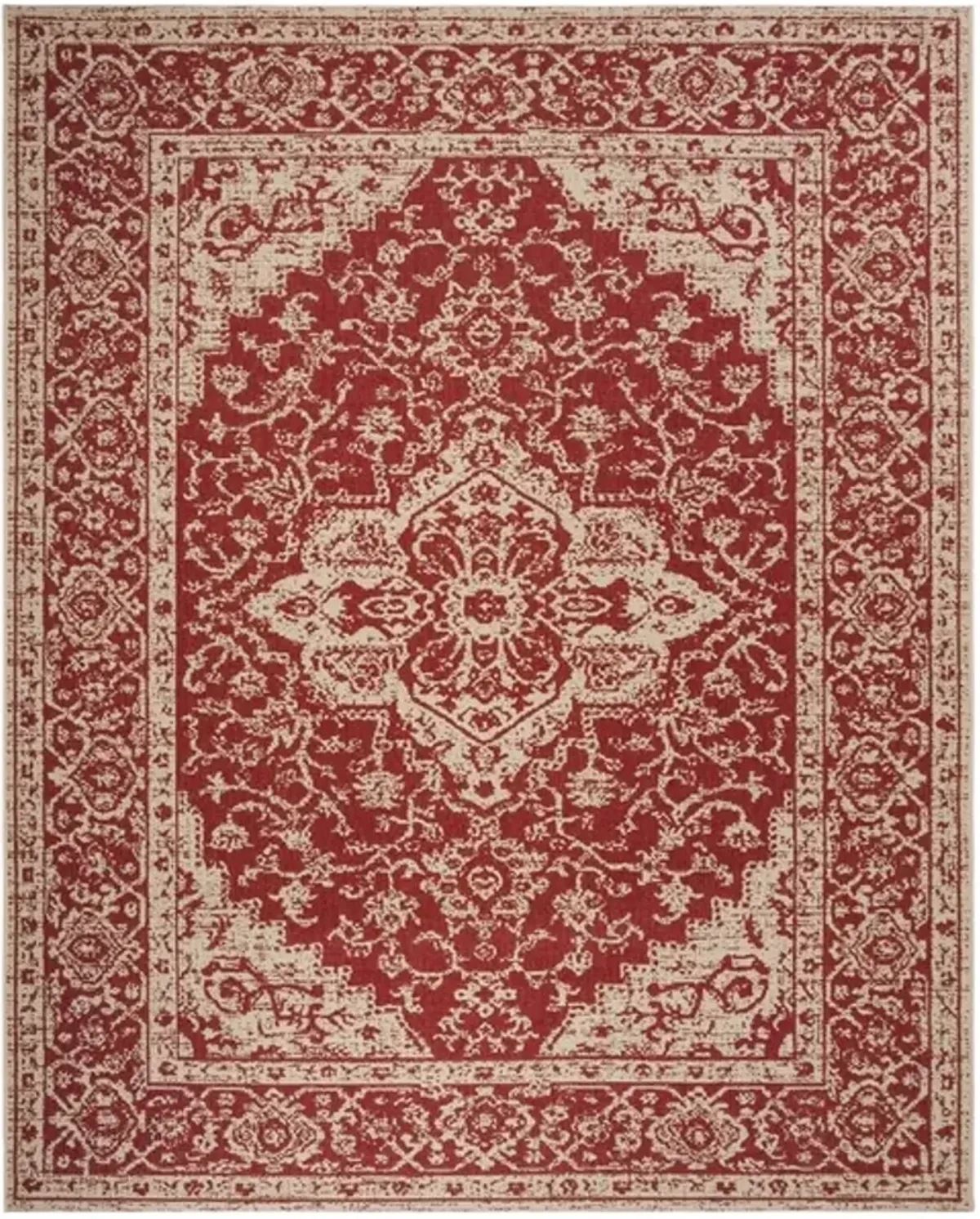 Safavieh BEACH HOUSE Collection BHS137Q-3 Red / Creme 3' X 5'