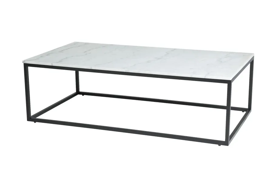 Verona Coffee Table - White Marble Top/ Matte Black Base