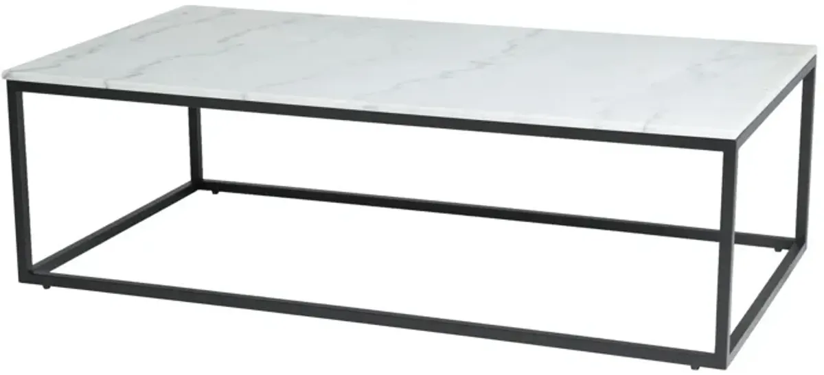 Verona Coffee Table - White Marble Top/ Matte Black Base