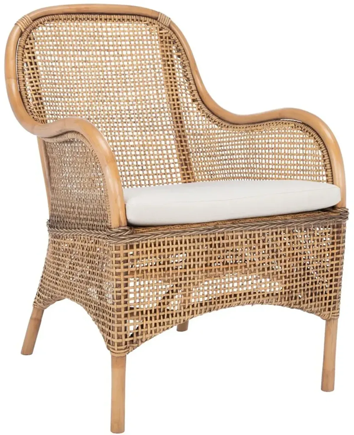 CHARLIE RATTAN ACCENT CHAIR W/ CUSHION