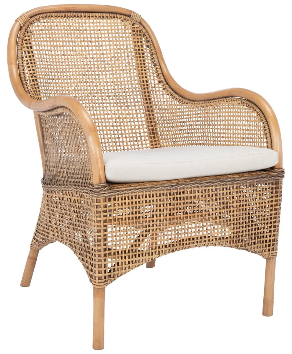 CHARLIE RATTAN ACCENT CHAIR W/ CUSHION