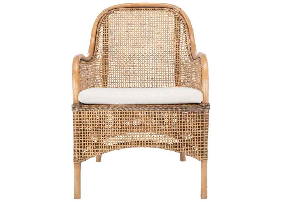 CHARLIE RATTAN ACCENT CHAIR W/ CUSHION