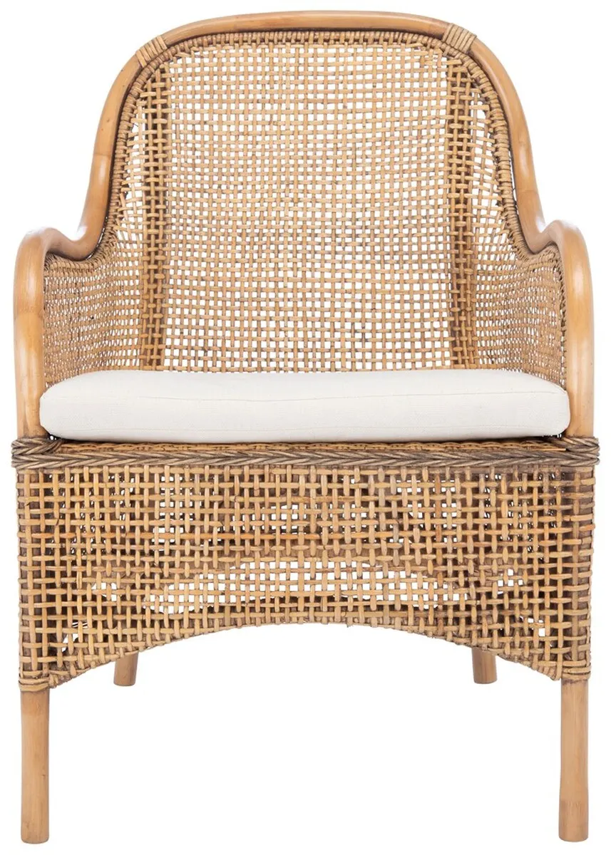 CHARLIE RATTAN ACCENT CHAIR W/ CUSHION