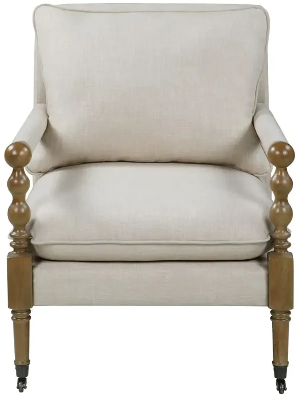 Dempsy Upholstered Accent Chair with Casters Beige