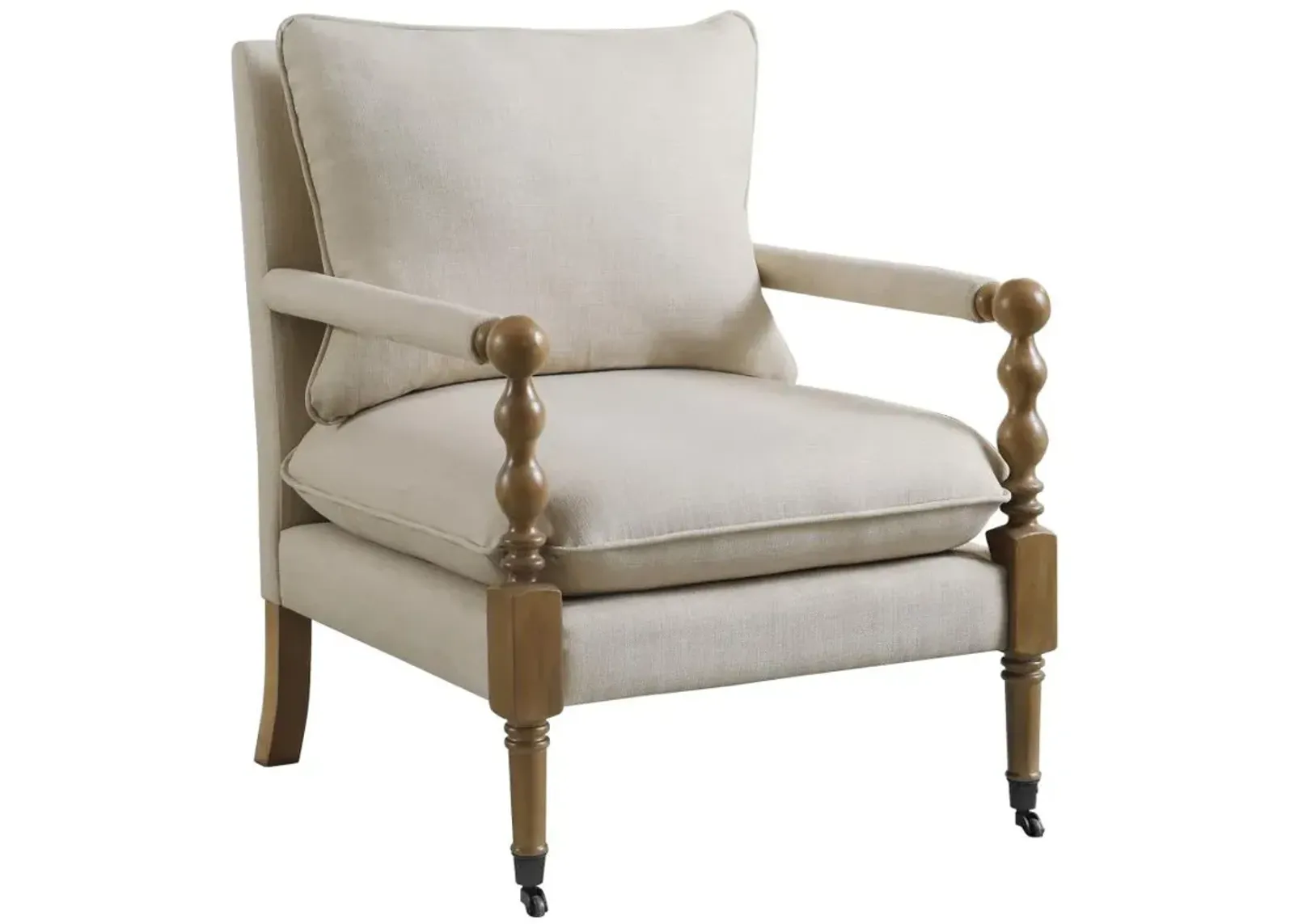 Dempsy Upholstered Accent Chair with Casters Beige