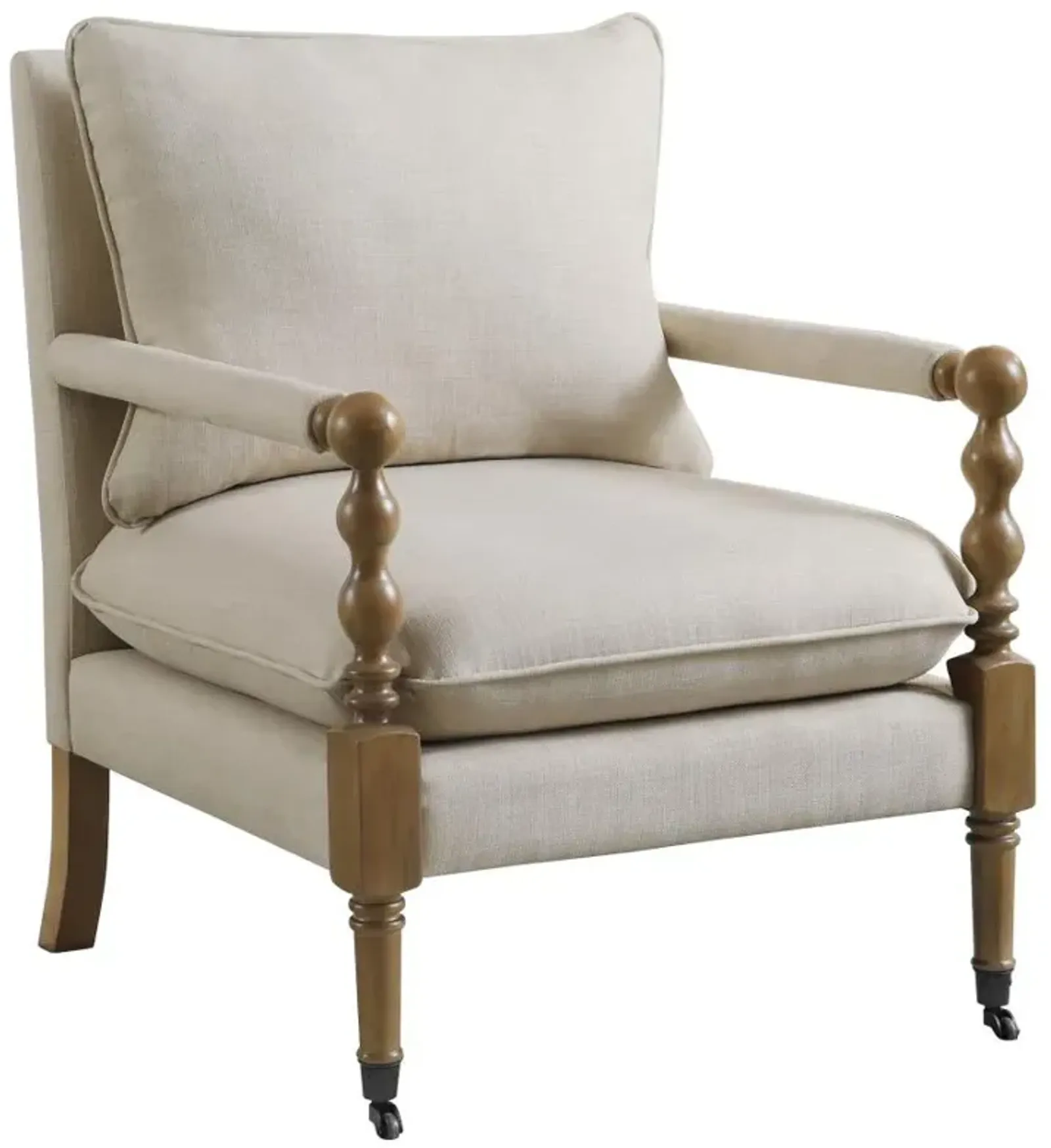 Dempsy Upholstered Accent Chair with Casters Beige