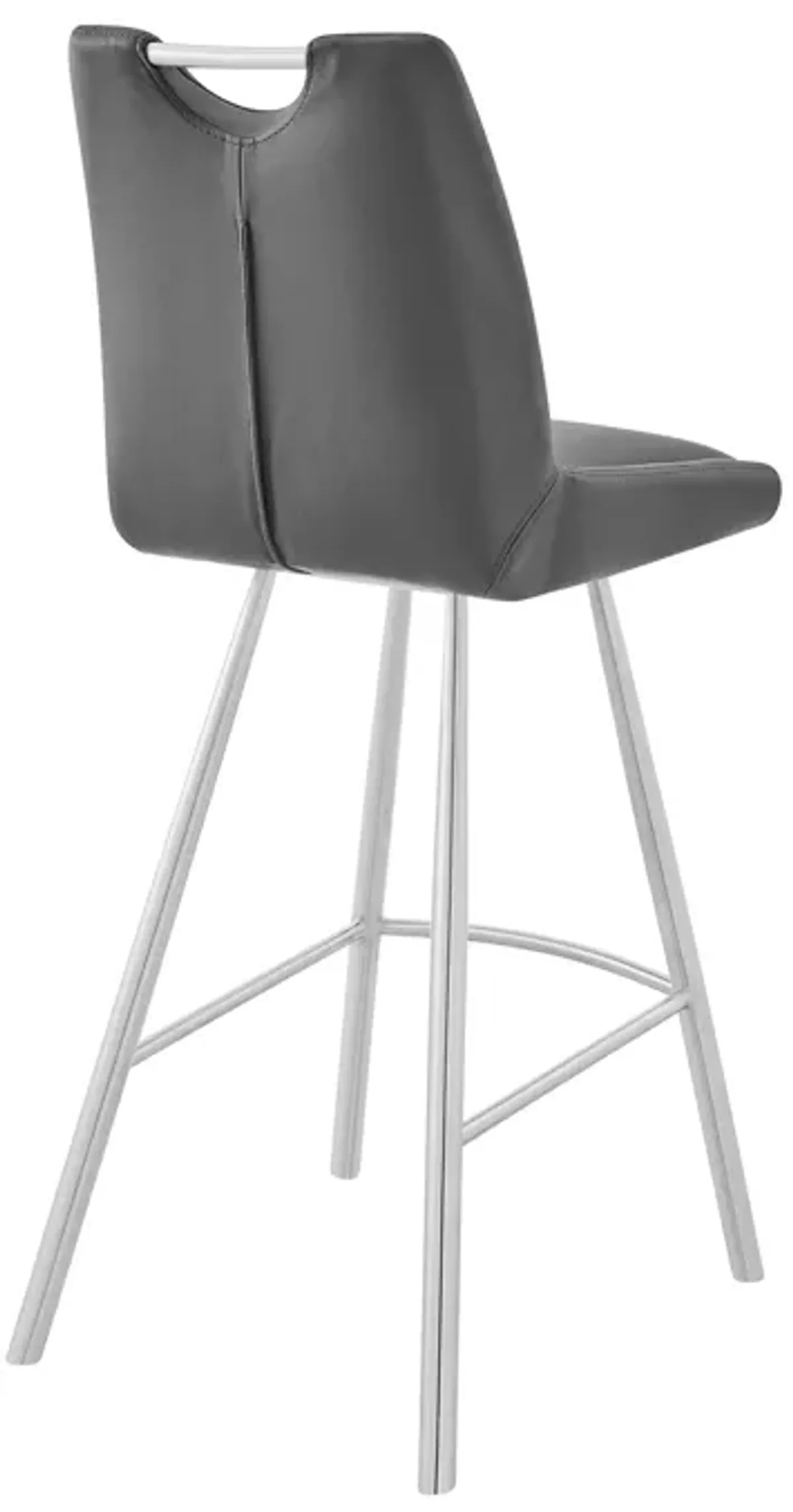 Arizona 30" Bar Height Bar Stool in Charcoal Faux Leather and Brushed Stainless Steel Finish